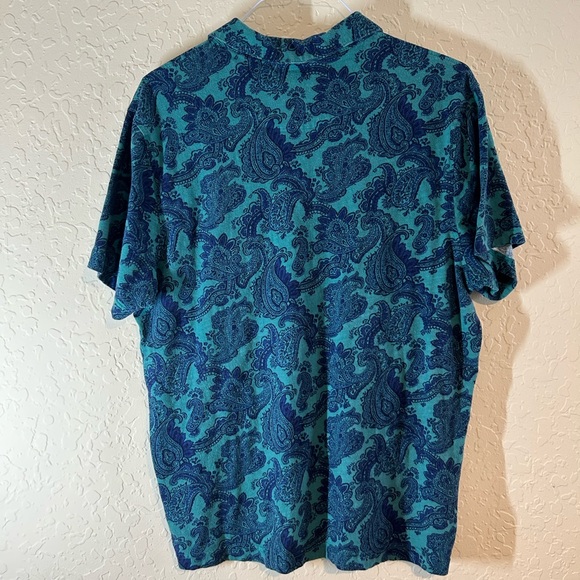 Tasso Elba Men’s Shirt Turquoise and Blue Size XL Paisley Print - Picture 2 of 3